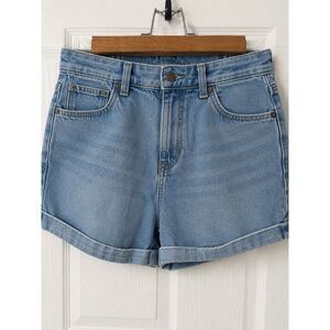 American Eagle High Rise Pleated Denim Mom Shorts Size 0